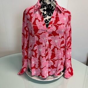 Zara Vibrant Pink and Red Floral Shirt